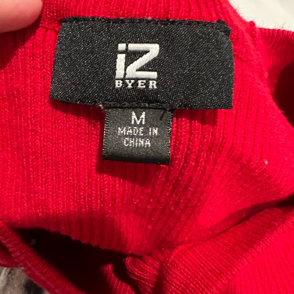 IZ Byer Red Lace-Up Shoulder Ribbed Sweater Size M - Picture 3 of 3
